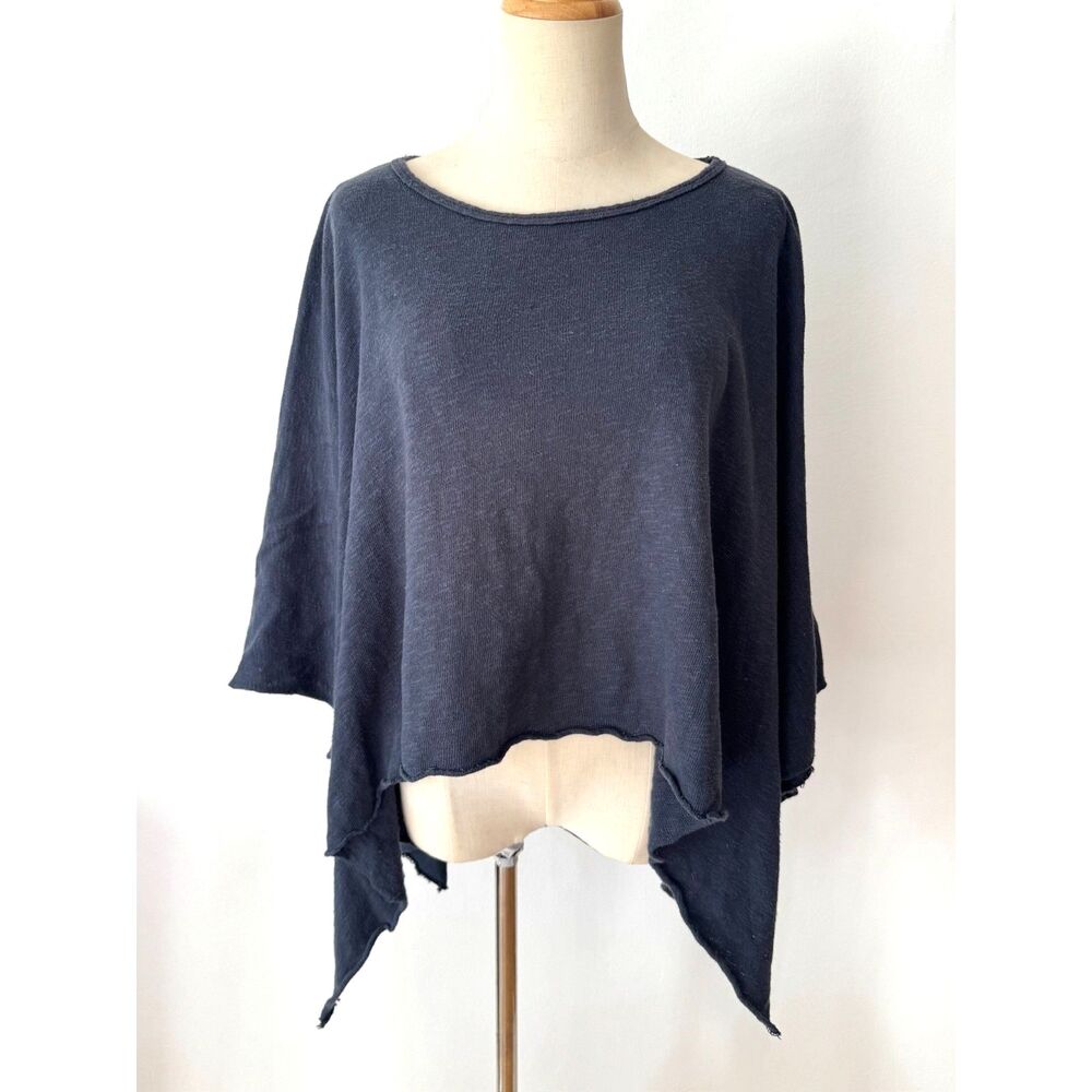 Michelle by Commune Lagenlook Grey Knit Top Sweater Oversized Cotton Poncho